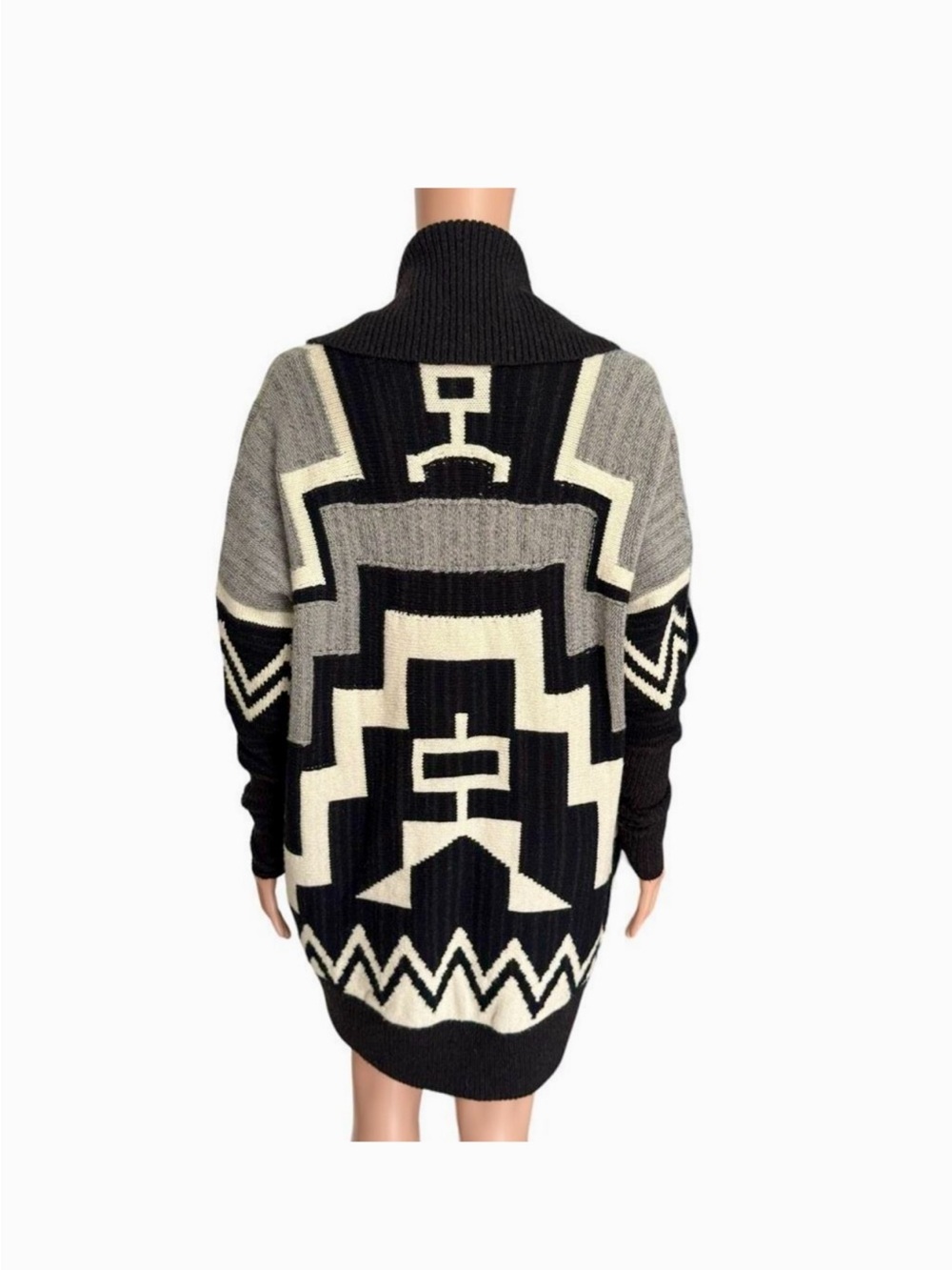 ❤️Ralph Lauren Blue Label,  Black Gray and Cream Beacon Open-Front Cardigan RARE - Picture 3 of 5